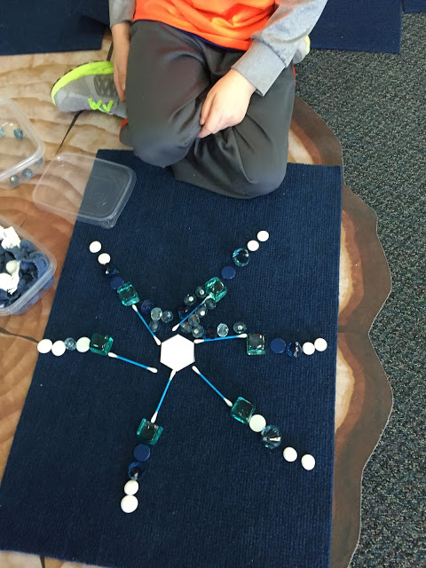 Using loose parts to explore how snowflakes are made