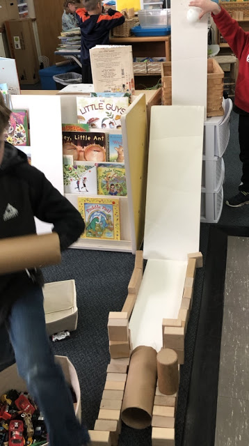 exploring ramps to learn about force and motion in a kindergarten classroom