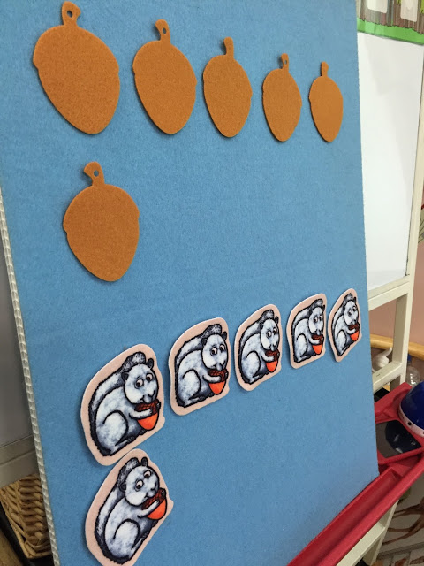 felt board pieces in a ten frame configuration work well for teaching numbers 1-10