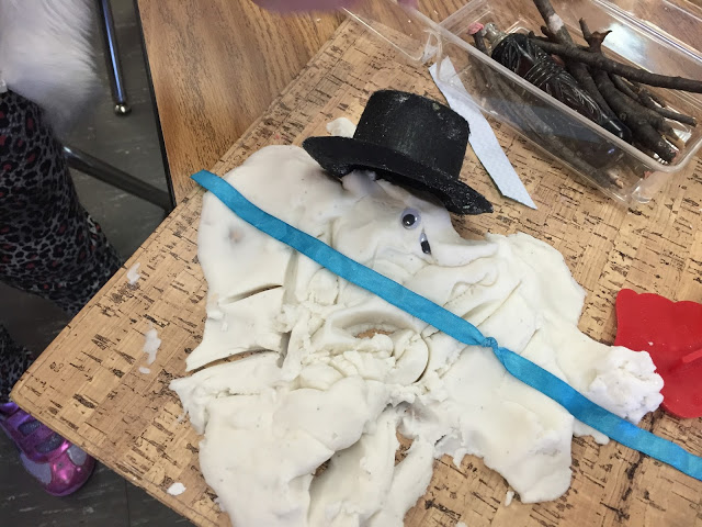 kindergarten snow dough snowmen