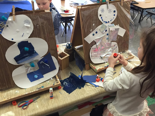 kindergarten snowmen collages