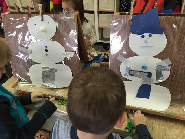 kindergarten snowmen collages