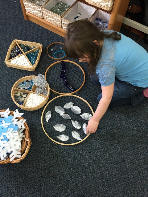 using loose parts to create a snowman