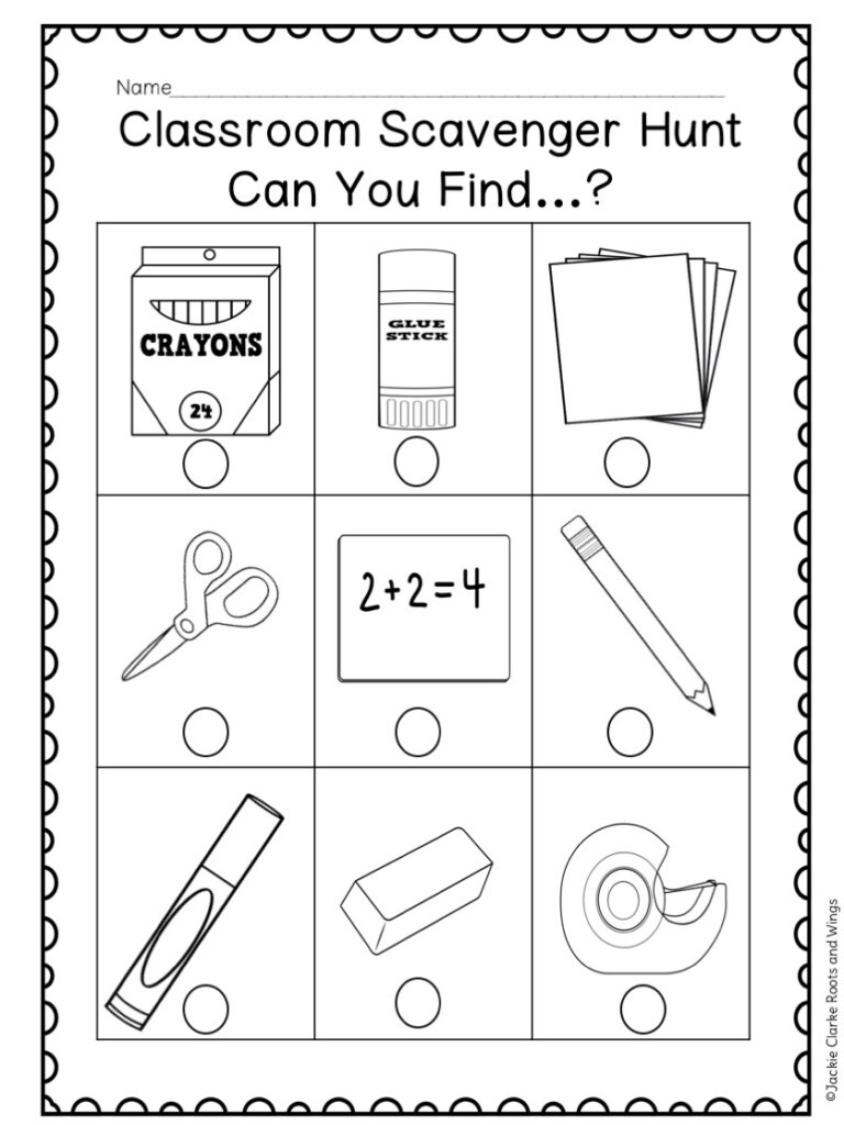 school tool classroom scavenger hunt