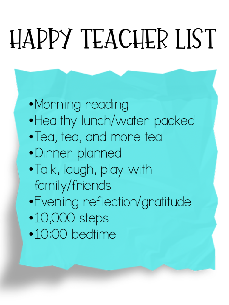 sample happy teacher list for self-care