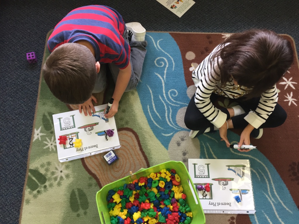 math center tubs in kindergarten