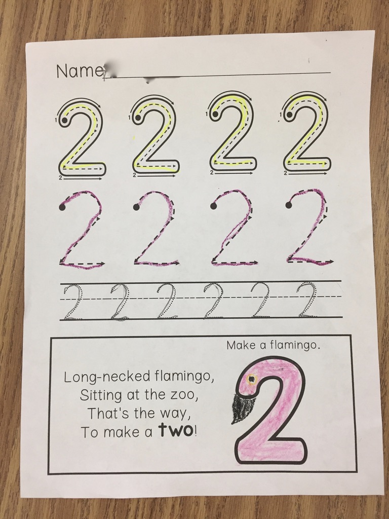 Number Writing Practice With Formation Rhymes In Kindergarten