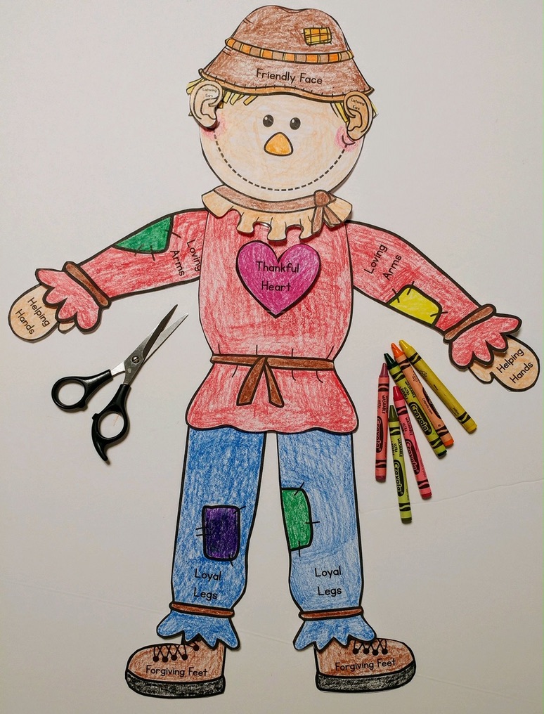 friendly scarecrow for Friendsgiving event in kindergarten