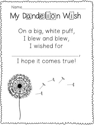 dandelion wish writing activities