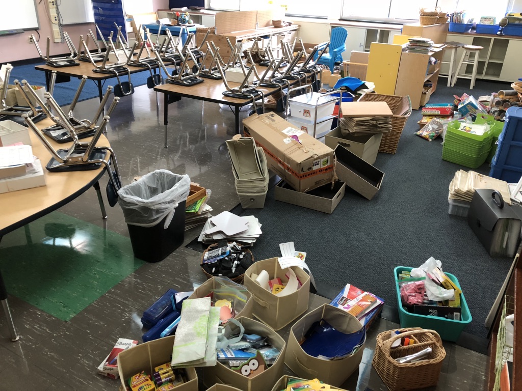 Getting ready to set up the classroom