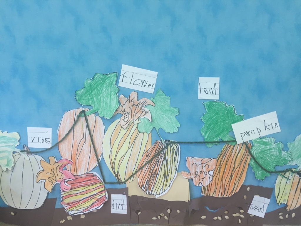 making a fall pumpkin patch mural in kindergarten