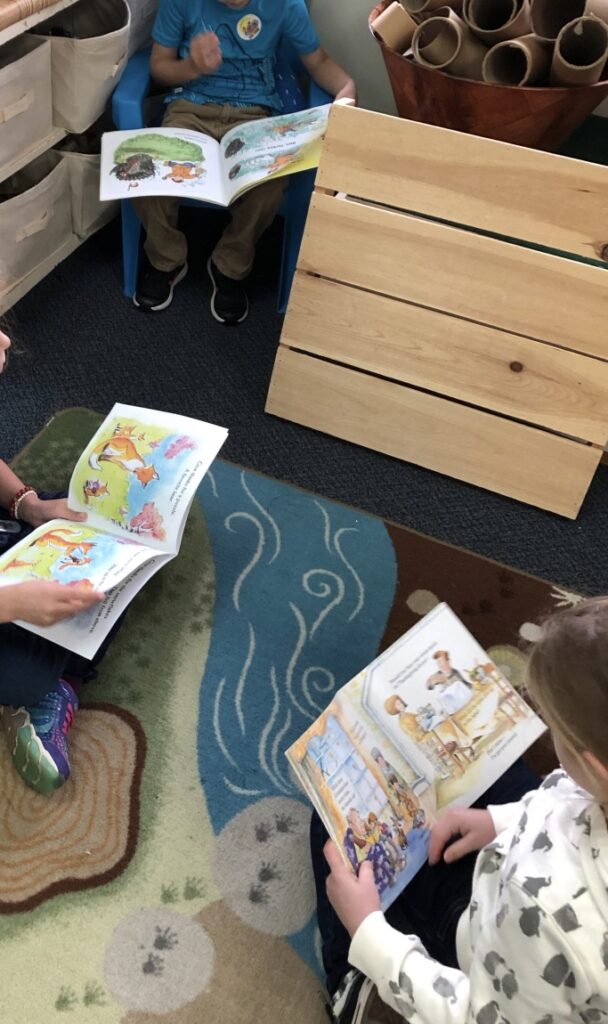 reading favorite books for morning work