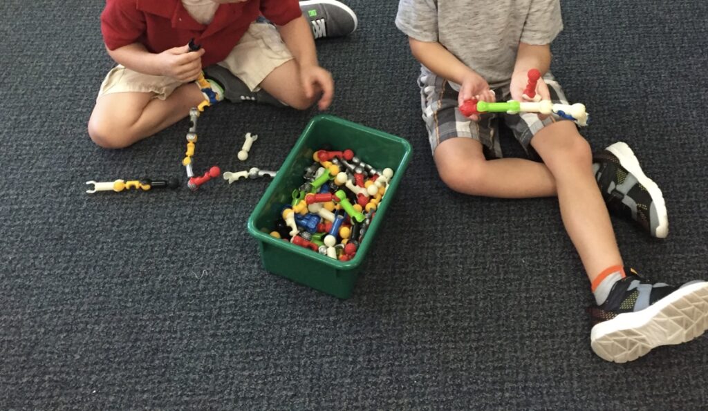 building toys as a morning work choice in kindergarten
