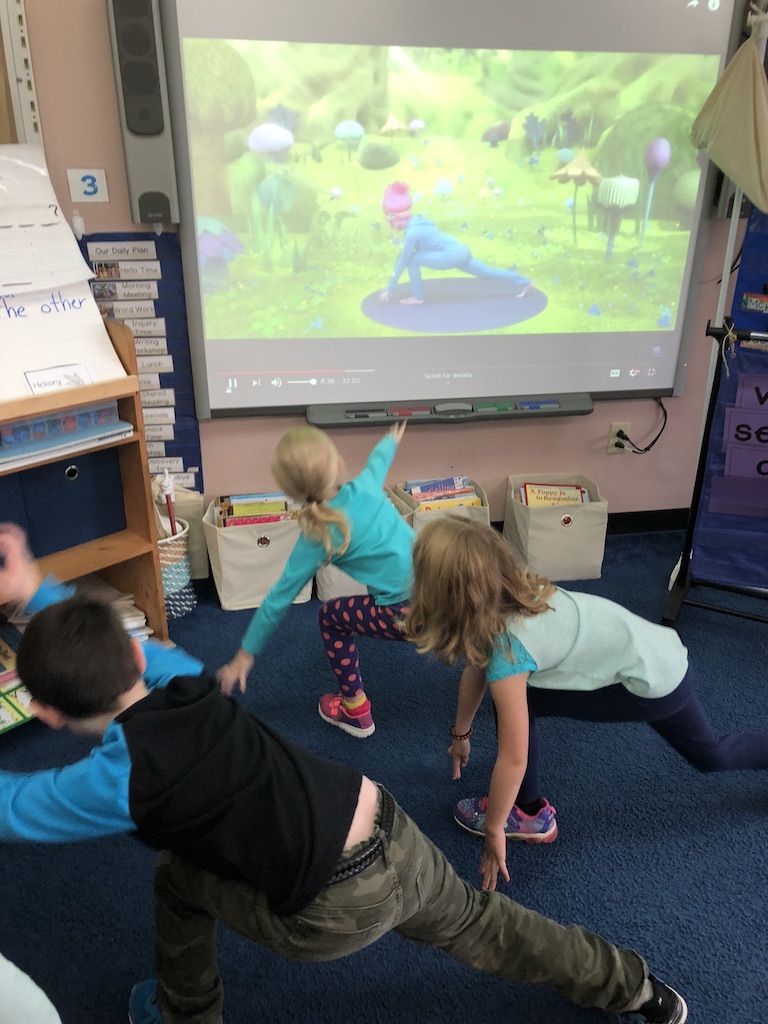 starting our kindergarten day with Cosmic Yoga