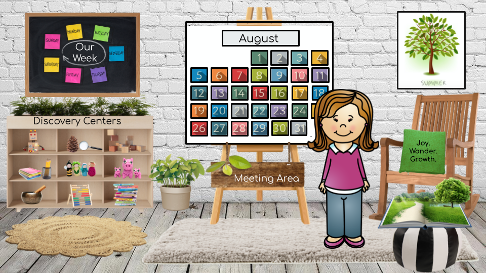 Kindergarten virtual classroom for distance and remote learning