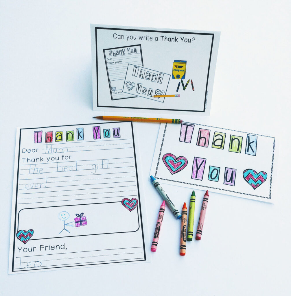 thank you cards and letters for classroom writing centers