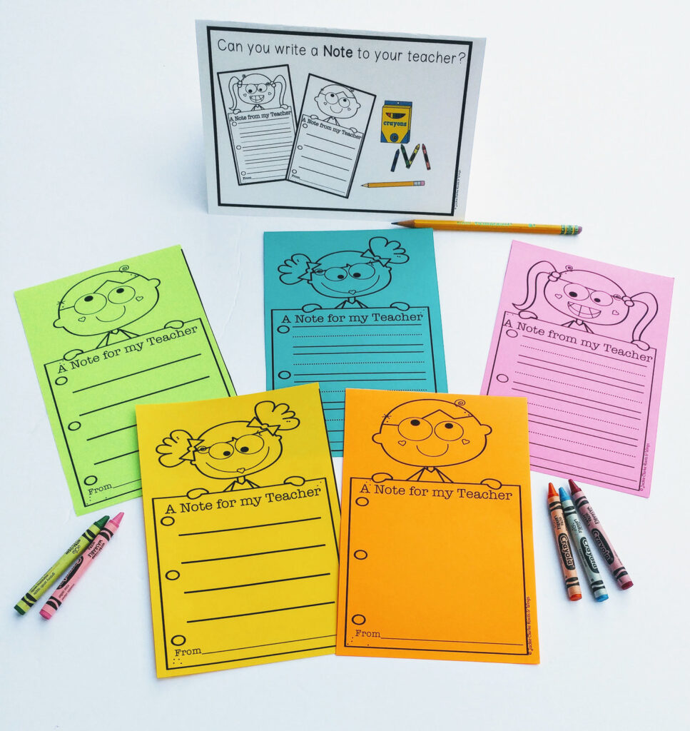 notes for my teacher for beginning writers